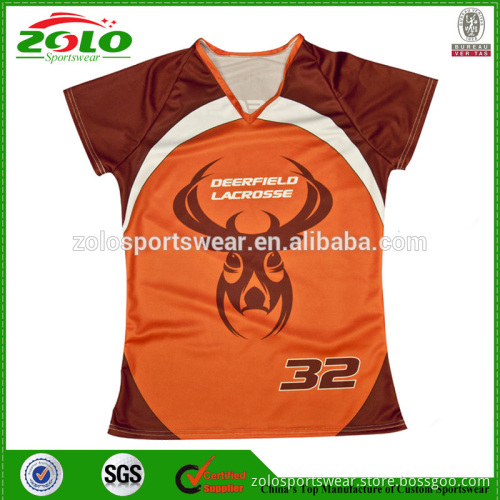 Custom Made Fully Dye Sublmated Printing Short Sleeve Lacrosse Shooter Shirt